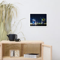 Shining Cranes At Night Urban Landscape Photo Framed Wall Art Print