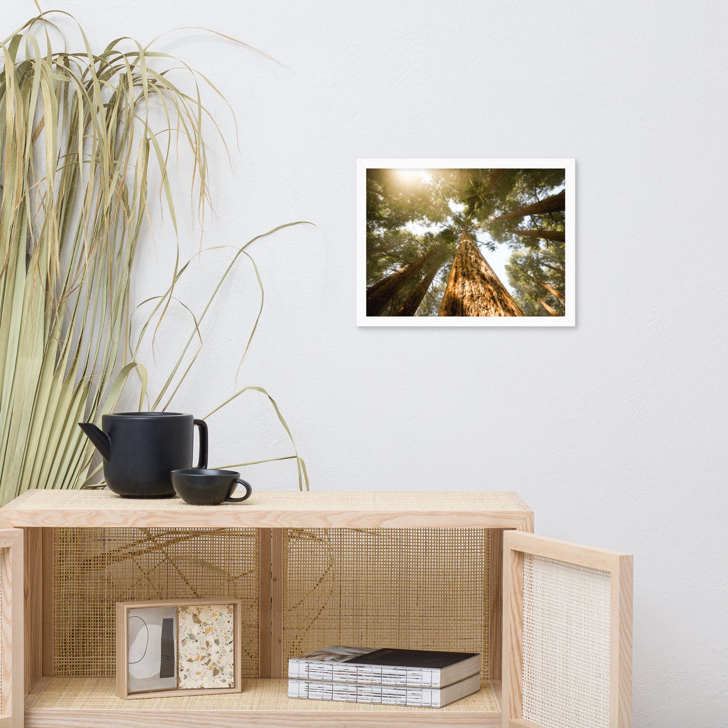 Looking Up Pine Trees Botanical Nature Photograph Framed Wall Art Print