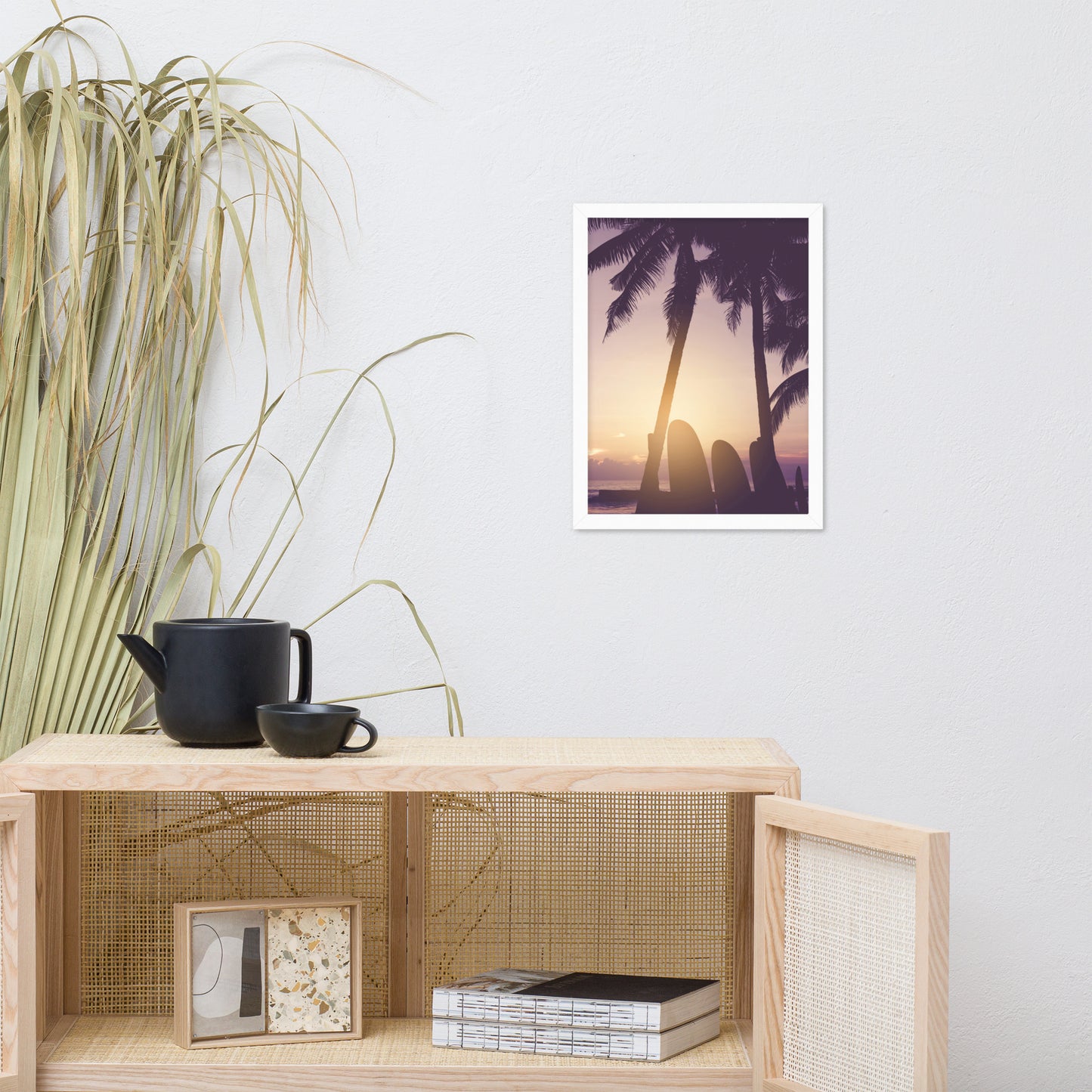 Surfer's Sunset Tropical Coastal Scene Lifestyle Photograph Framed Wall Art Print