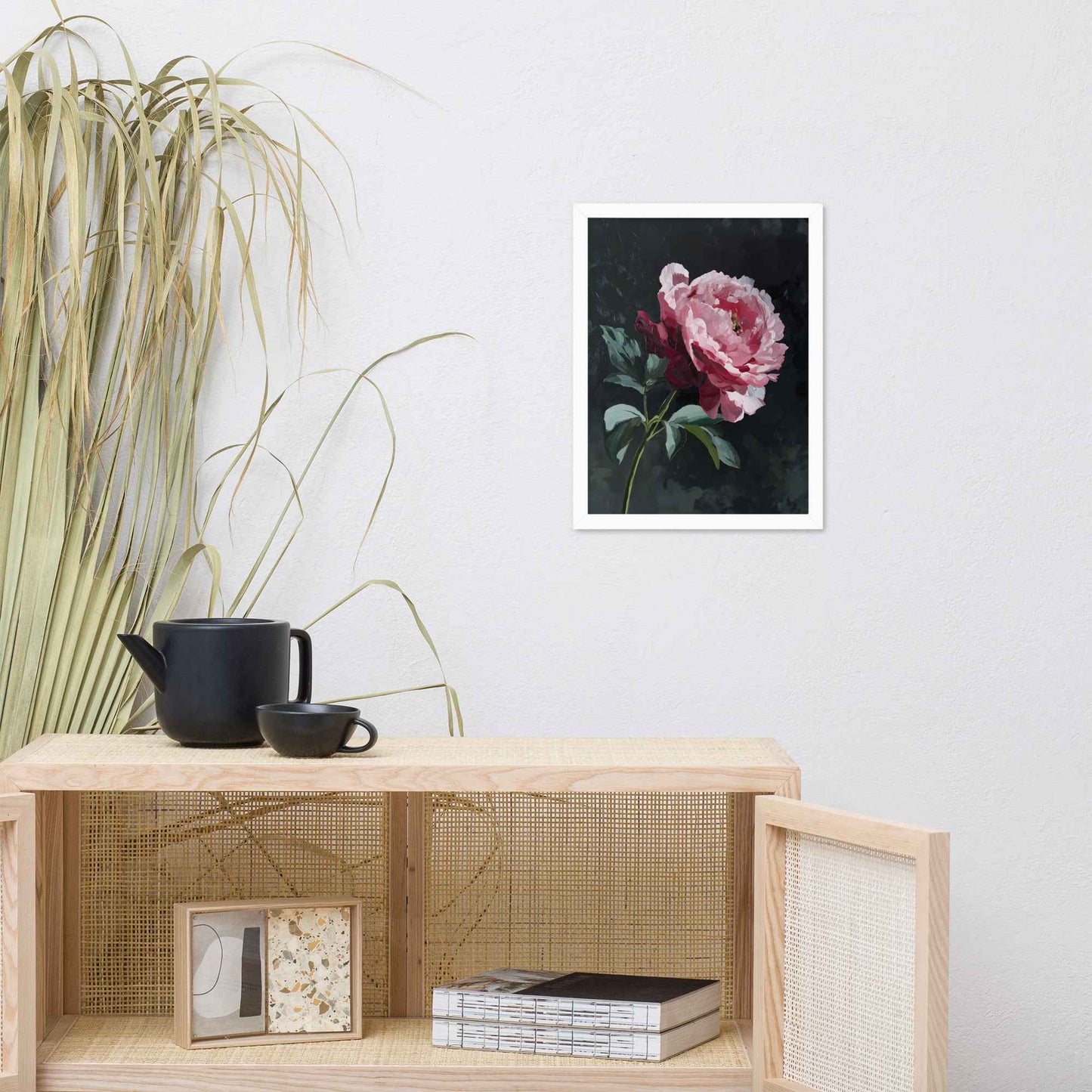 Peony Wall Art: A Soft Illumination Floral Nature Digital Artwork Framed Wall Art Print