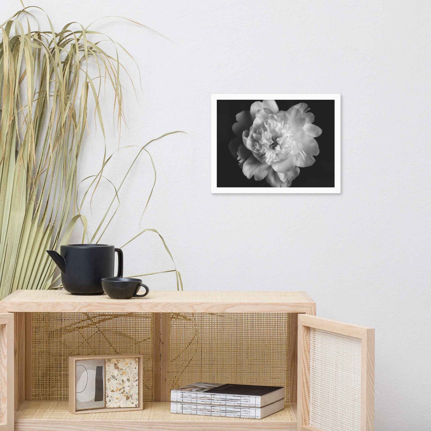 Lingering Fragrance Floral Photorealistic Digital Artwork Peonies Print Framed Wall Art