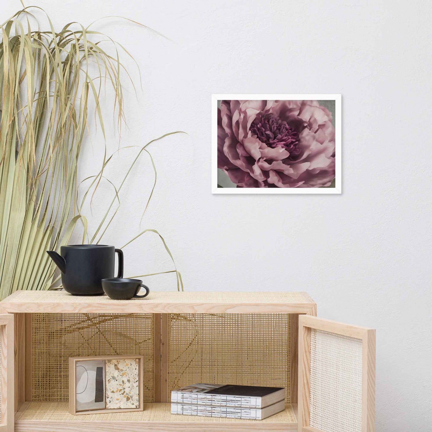 Painted Grace Floral Digital Artwork Pink Peony Wall Art Framed Print