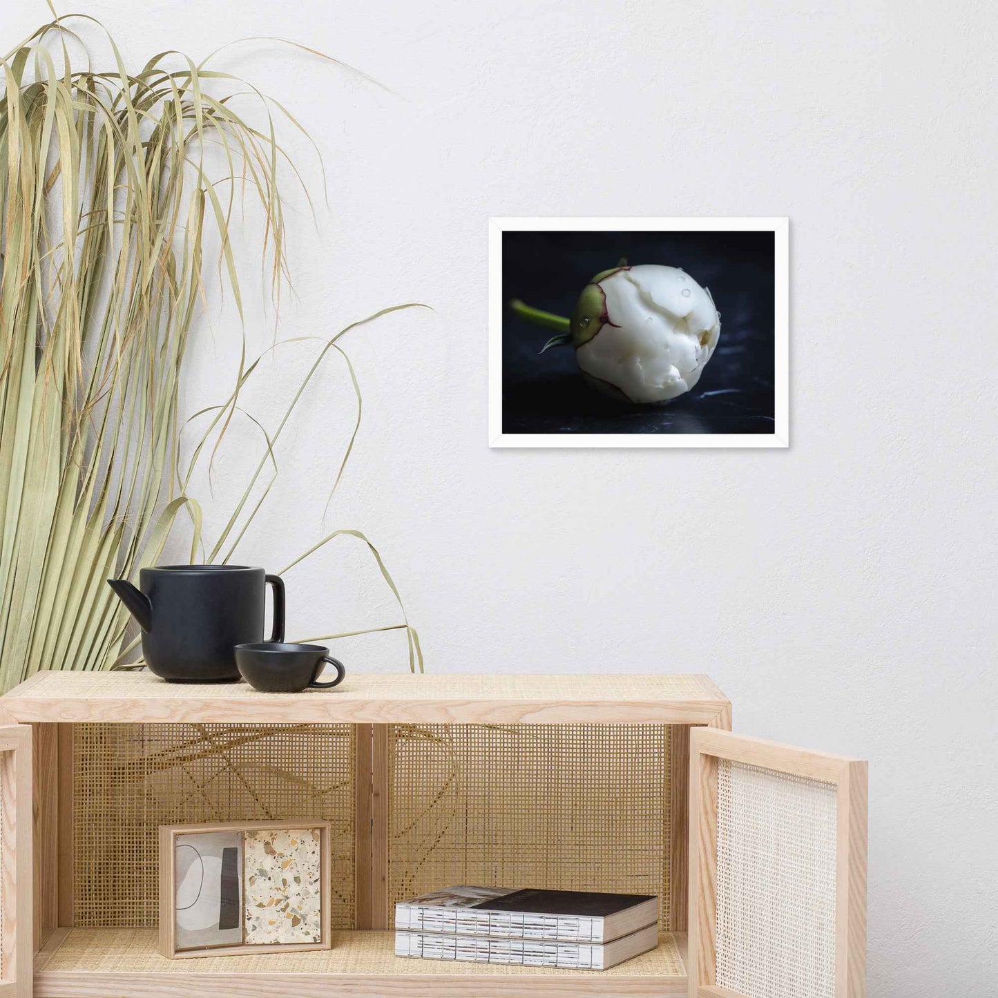 Stark Botanical Peony Bud Floral Photorealistic Digital Artwork Framed Wall Art Print