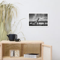 Train Drawbridge Jacksonville Black and White Cityscape Photo Framed Wall Art Print