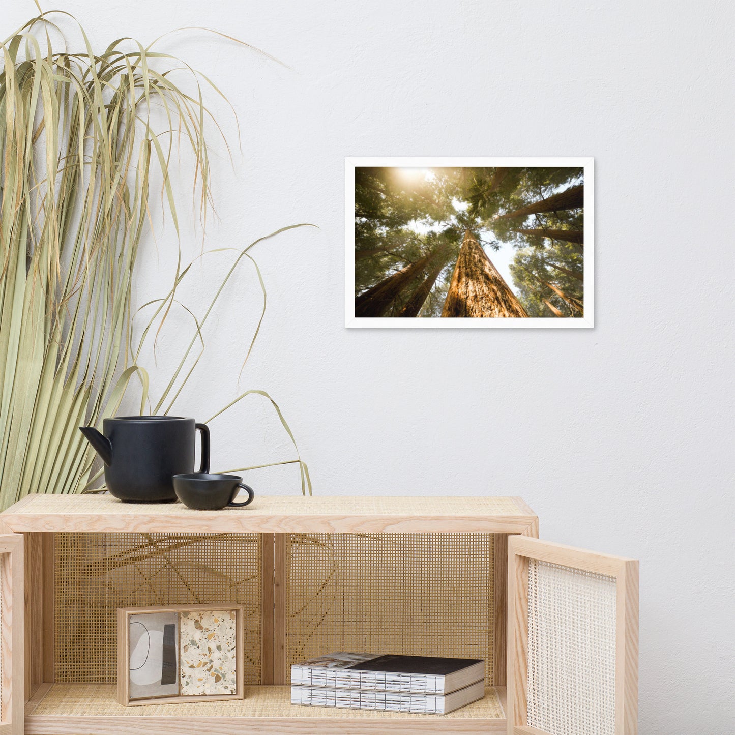 Looking Up Pine Trees Botanical Nature Photograph Framed Wall Art Print