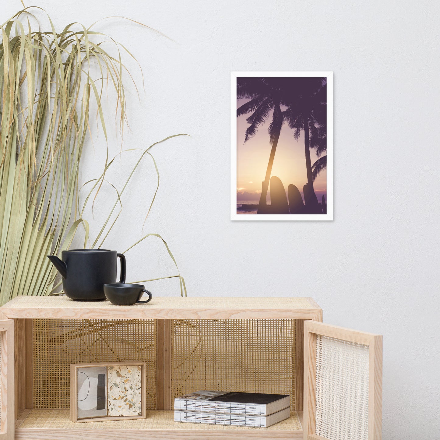 Surfer's Sunset Tropical Coastal Scene Lifestyle Photograph Framed Wall Art Print