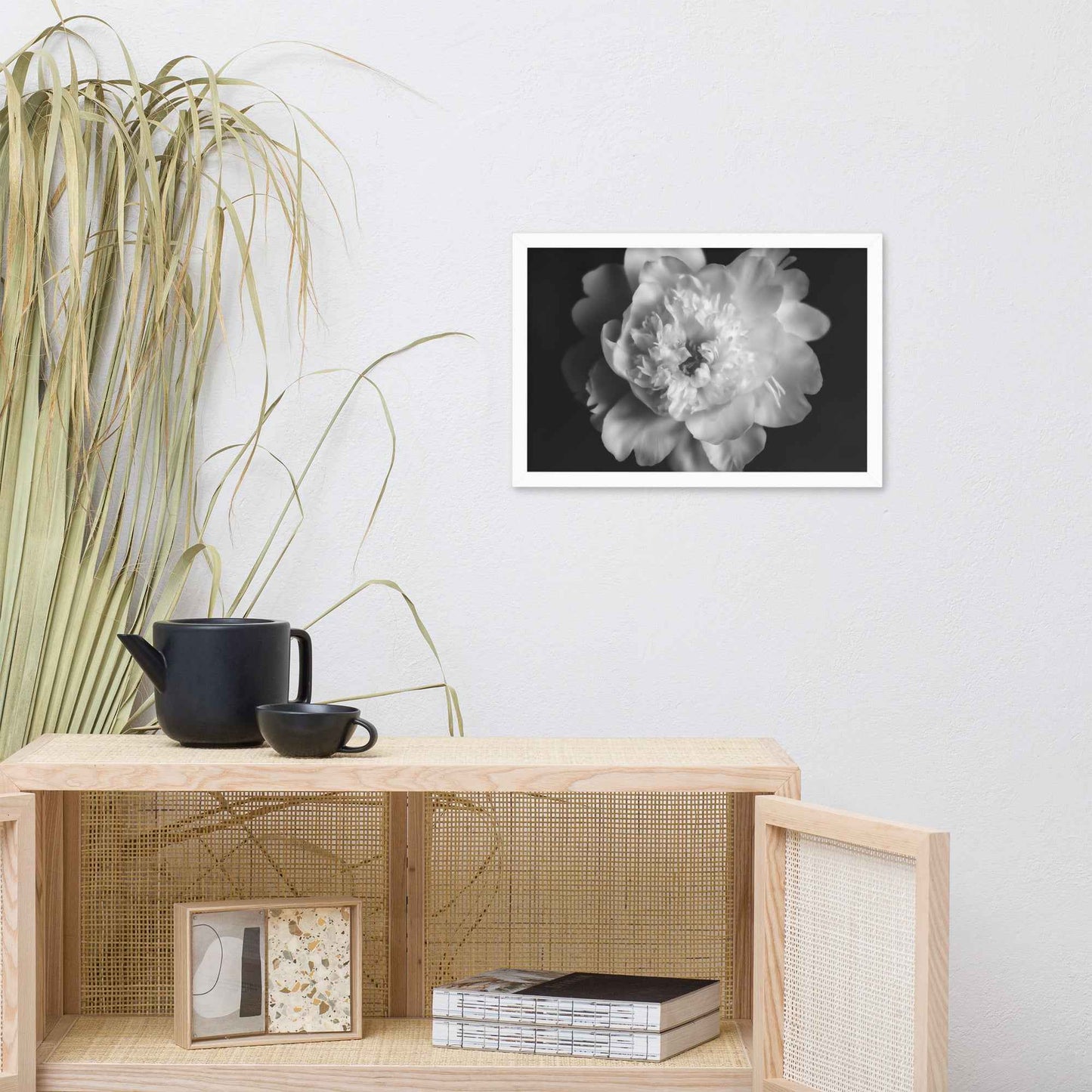 Lingering Fragrance Floral Photorealistic Digital Artwork Peonies Print Framed Wall Art