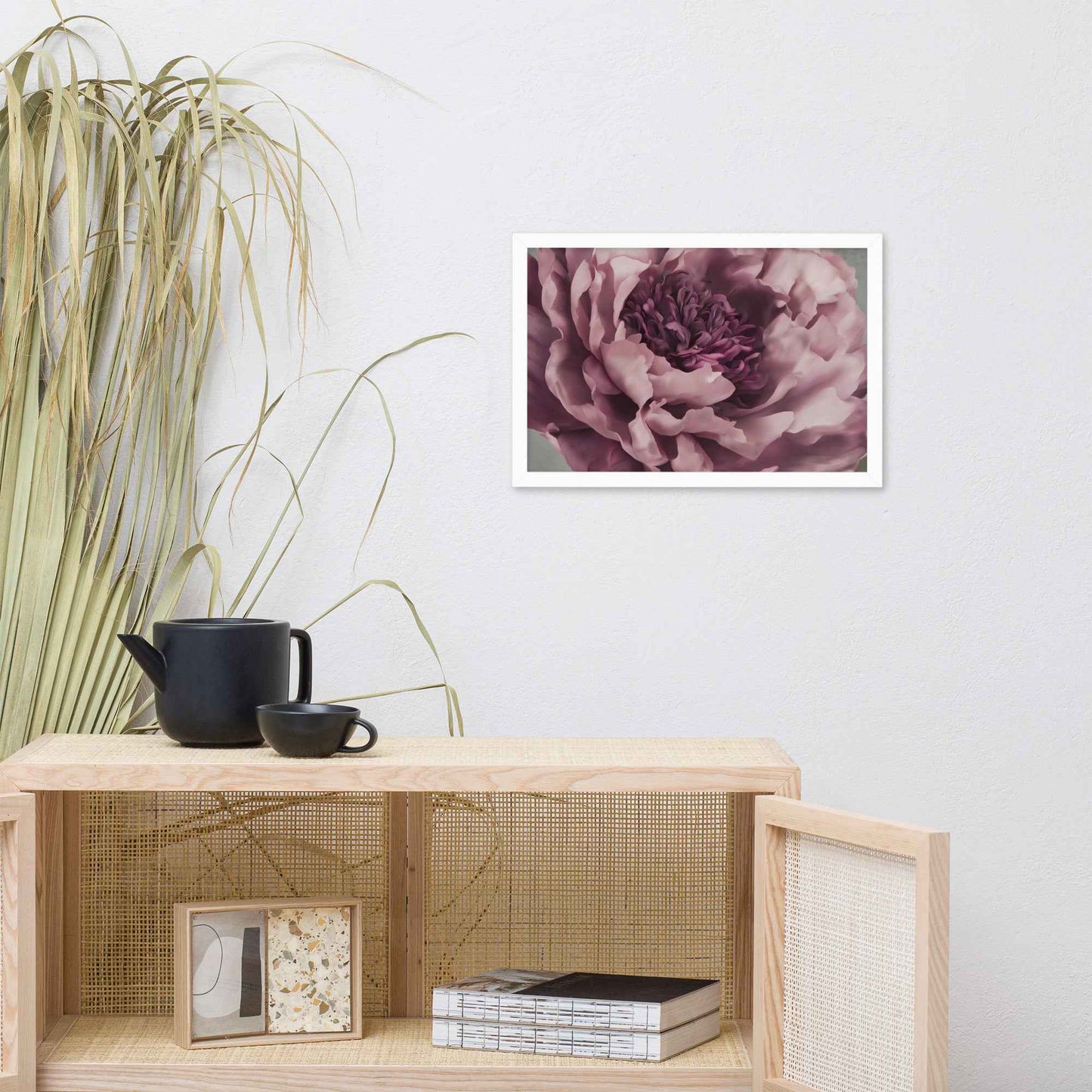 Painted Grace Floral Digital Artwork Pink Peony Wall Art Framed Print