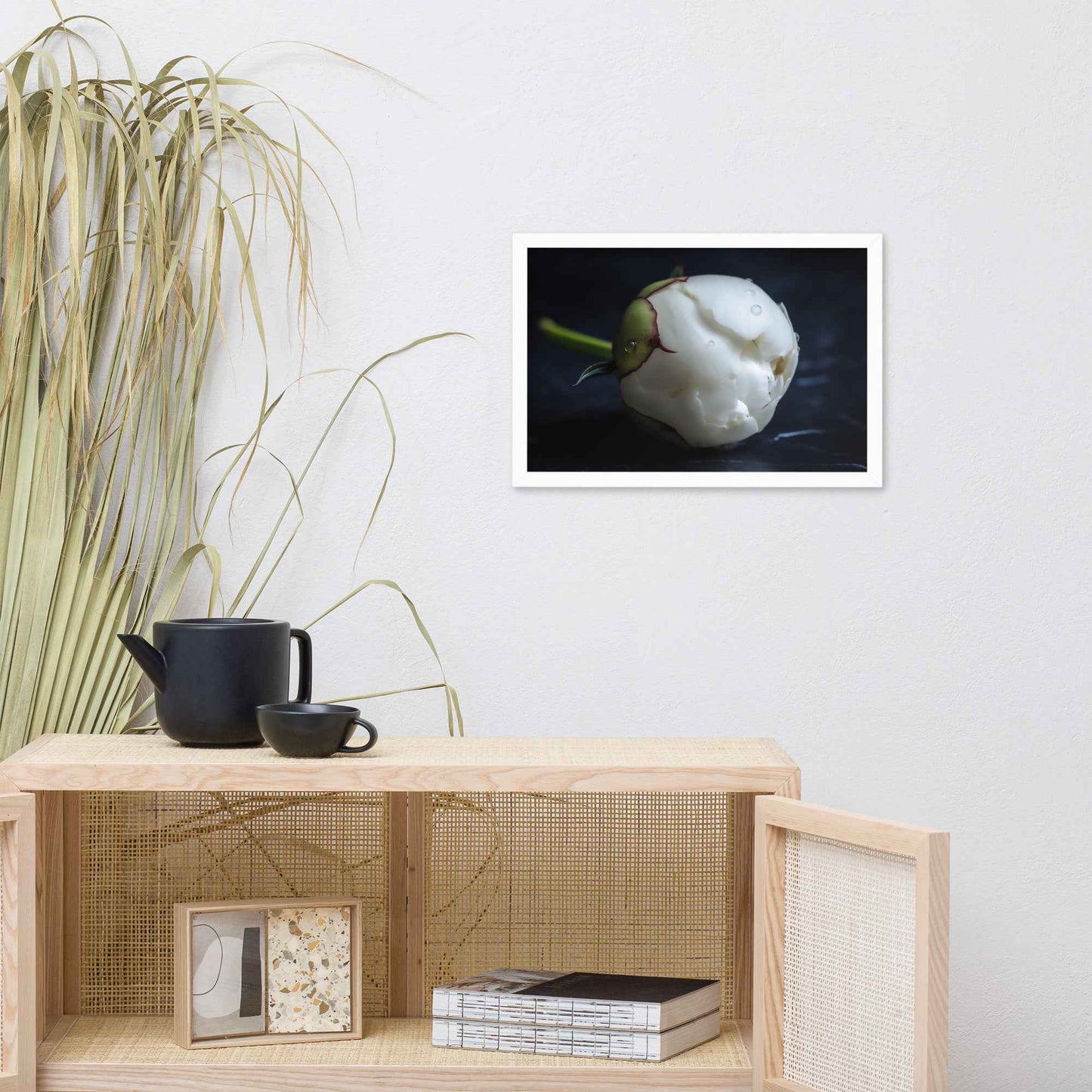 Stark Botanical Peony Bud Floral Photorealistic Digital Artwork Framed Wall Art Print