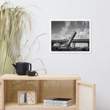 Train Drawbridge Jacksonville Black and White Cityscape Photo Framed Wall Art Print