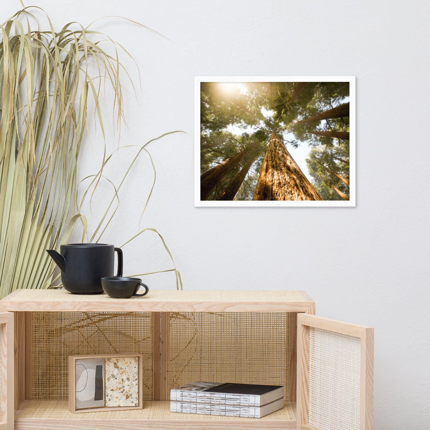 Looking Up Pine Trees Botanical Nature Photograph Framed Wall Art Print