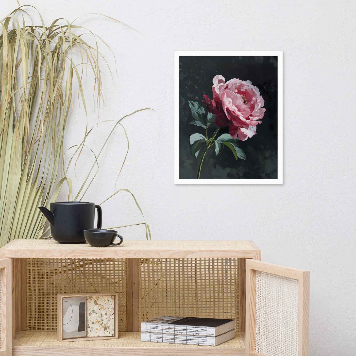 Peony Wall Art: A Soft Illumination Floral Nature Digital Artwork Framed Wall Art Print