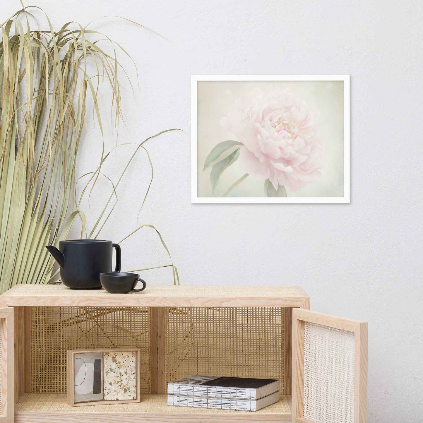Hazy Bloom Floral Digital Artwork Peony Still Life Framed Wall Art Print