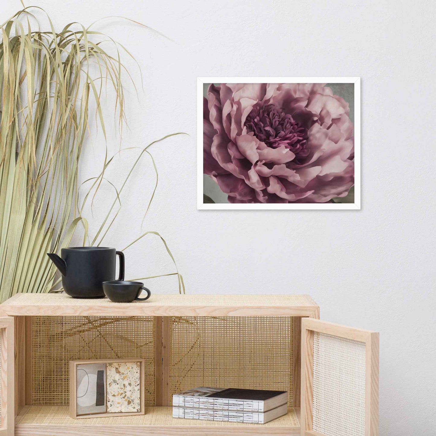 Painted Grace Floral Digital Artwork Pink Peony Wall Art Framed Print