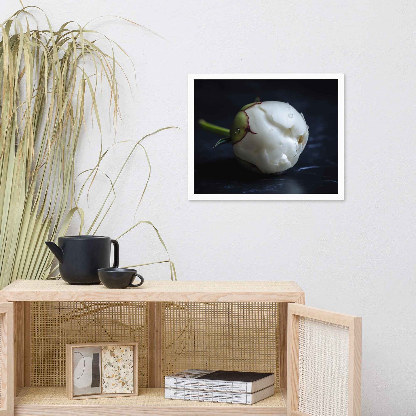 Stark Botanical Peony Bud Floral Photorealistic Digital Artwork Framed Wall Art Print