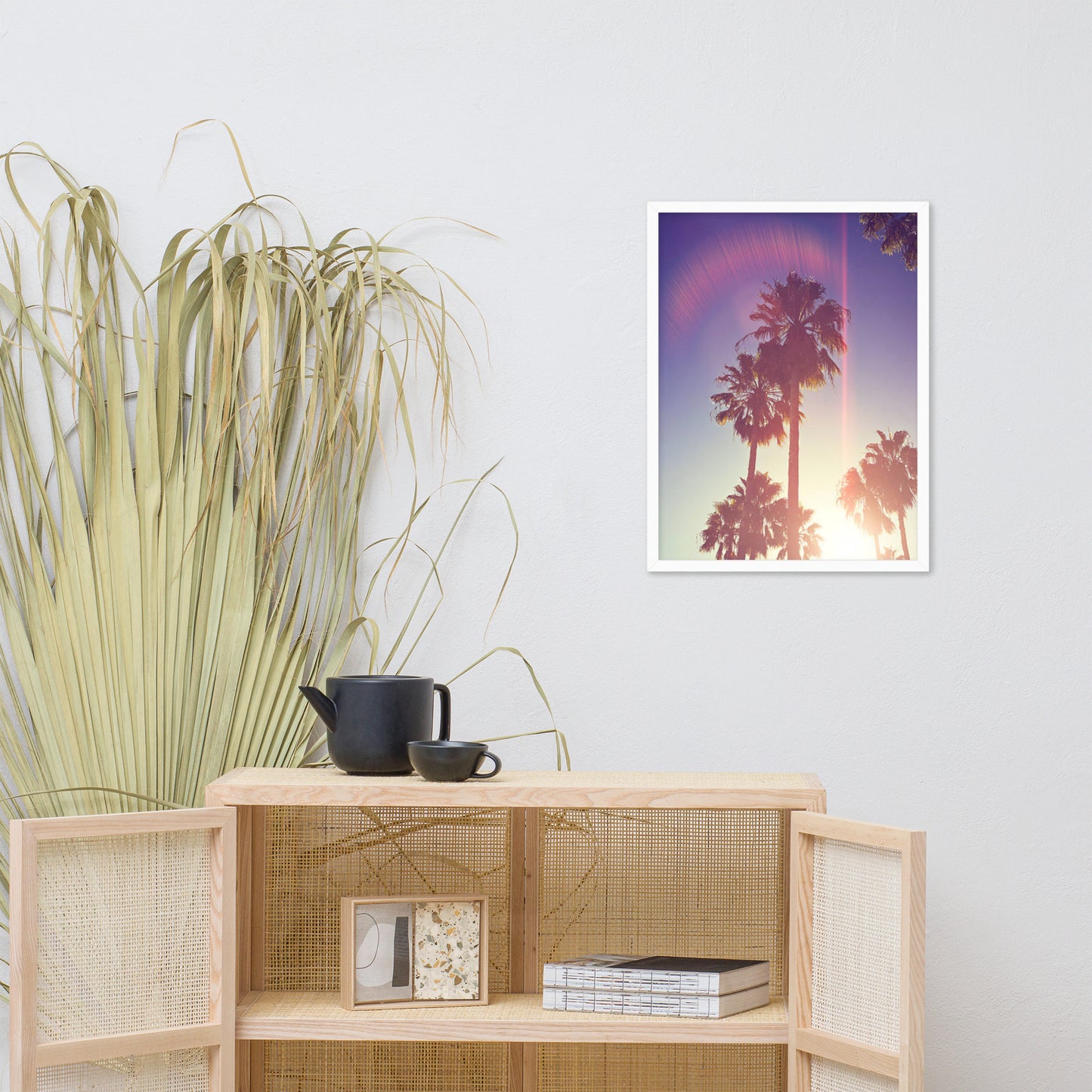 Retro Palm Trees Coastal Beach Botanical Nature Photograph Framed Wall Art Print