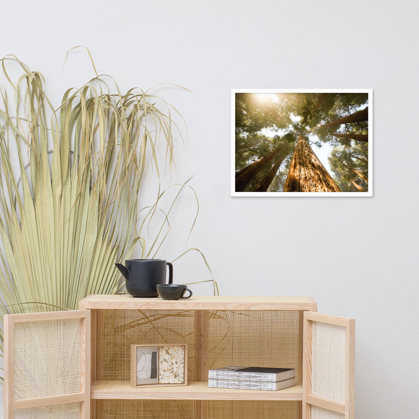 Looking Up Pine Trees Botanical Nature Photograph Framed Wall Art Print