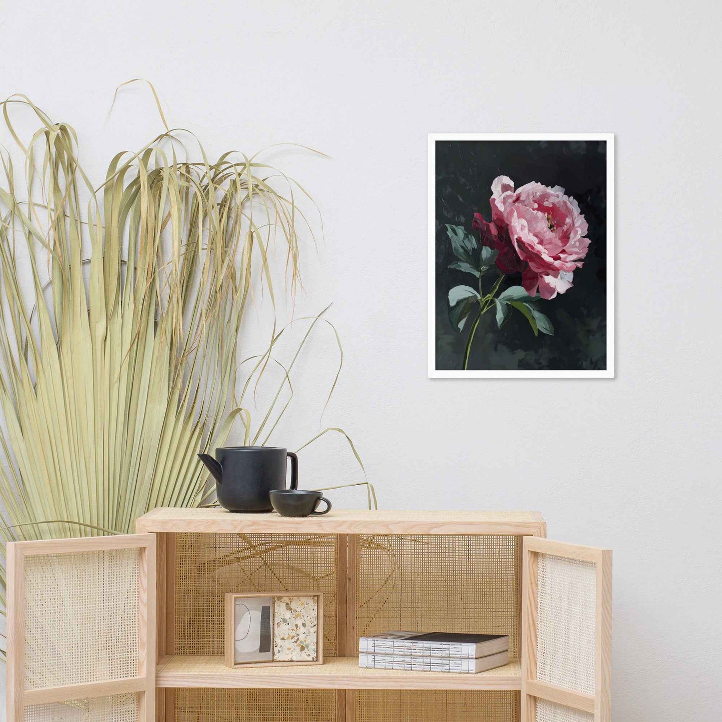 Peony Wall Art: A Soft Illumination Floral Nature Digital Artwork Framed Wall Art Print