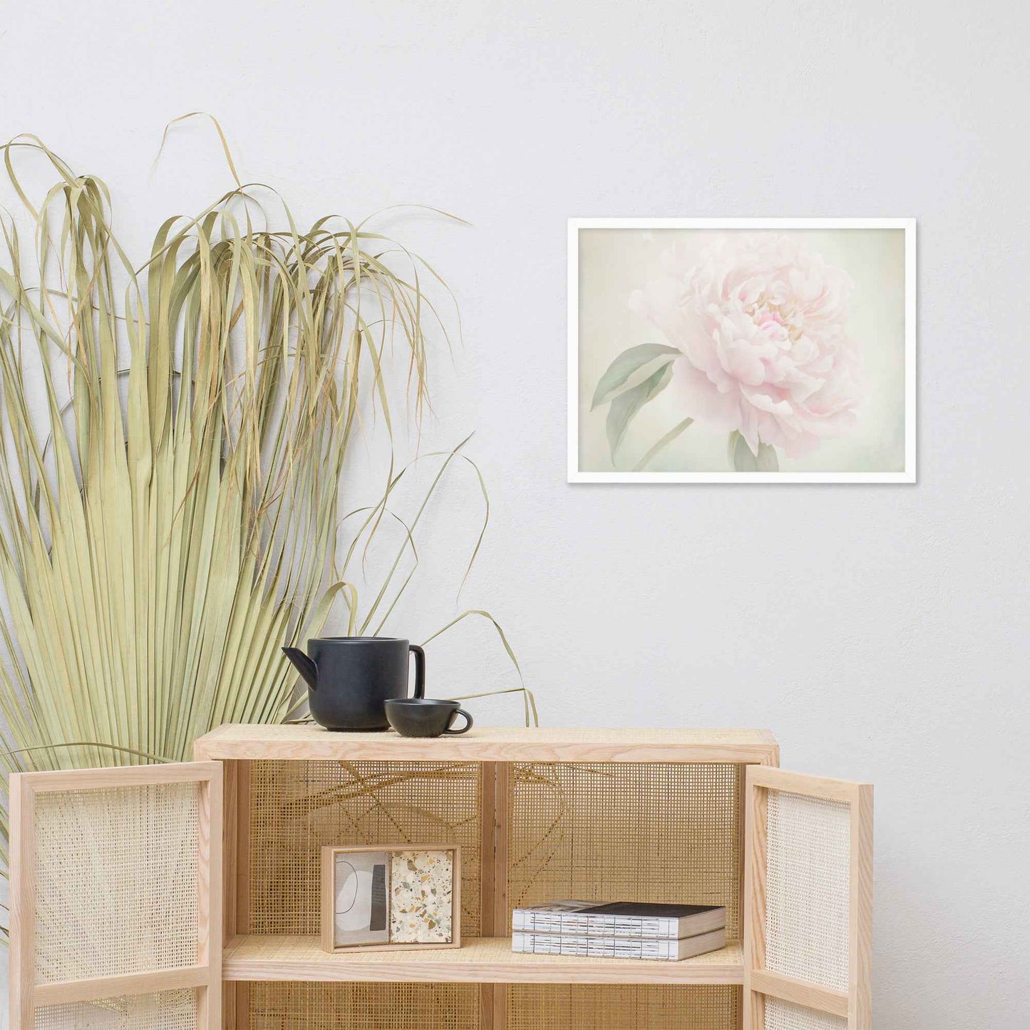 Hazy Bloom Floral Digital Artwork Peony Still Life Framed Wall Art Print