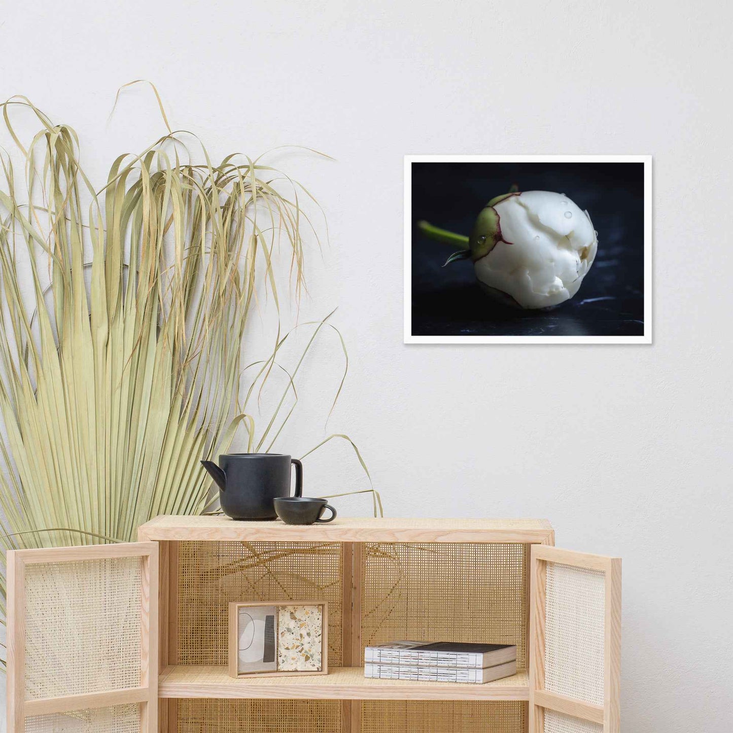 Stark Botanical Peony Bud Floral Photorealistic Digital Artwork Framed Wall Art Print