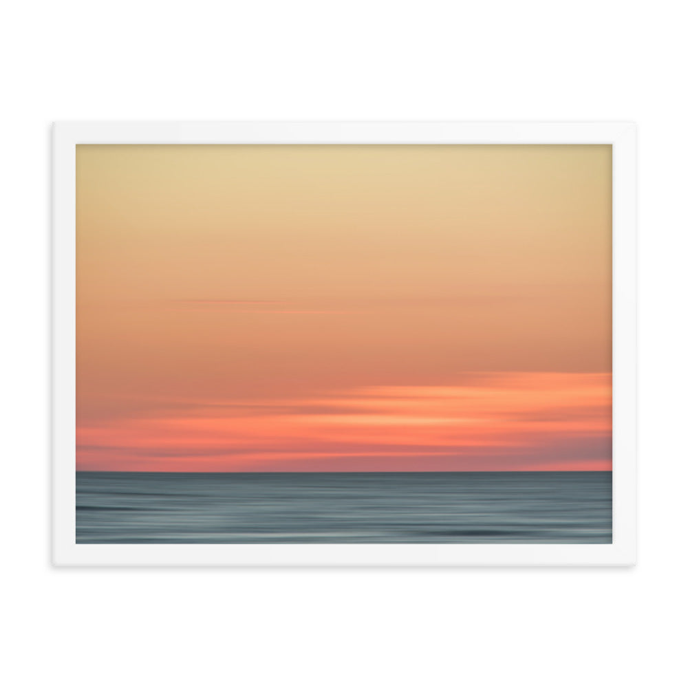decorative wall hangings for bedroom, Pink Coastal Wall Art: Abstract Color Blend Ocean Sunset - Coastal / Beach / Seascape / Nature / Landscape Photo Framed Wall Art Print - Artwork - Wall Decor