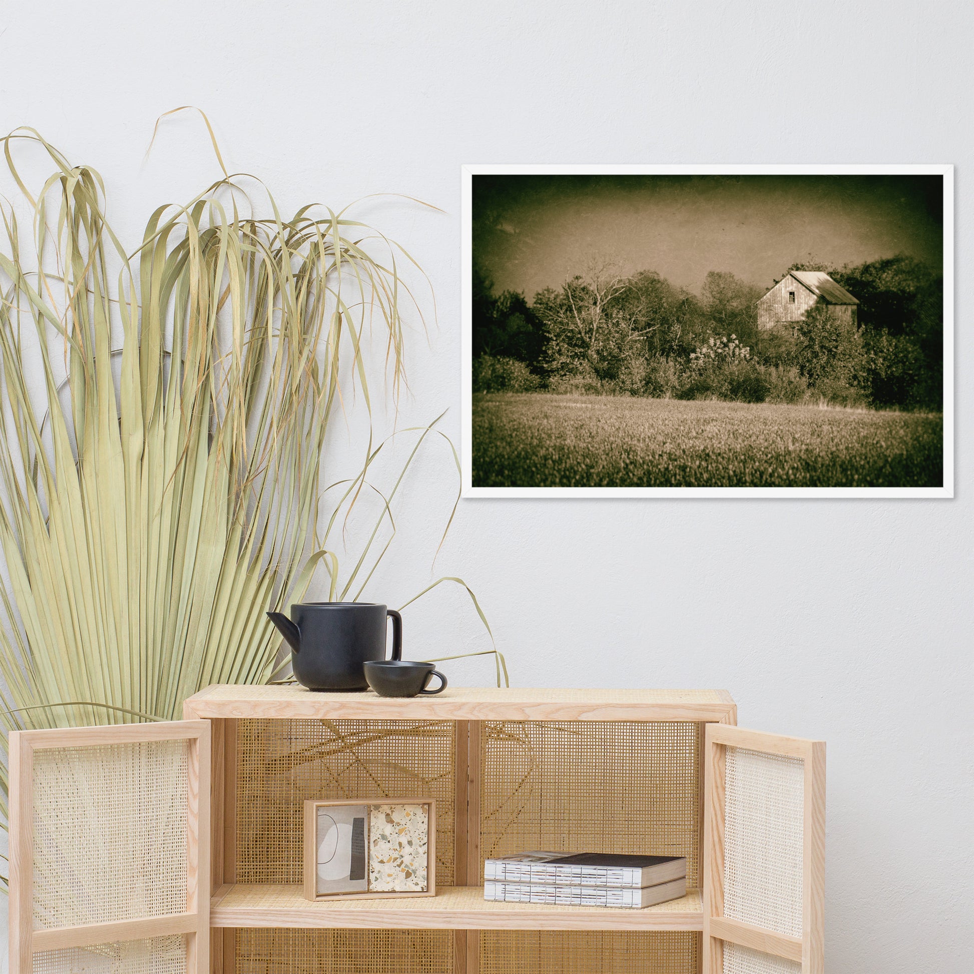 Horizontal Farmhouse Wall Decor: Abandoned Barn In The Trees - Rural / Rustic / Farmhouse Style / Landscape / Nature Vintage Framed Photo Paper Prints - Artwork - Wall Decor