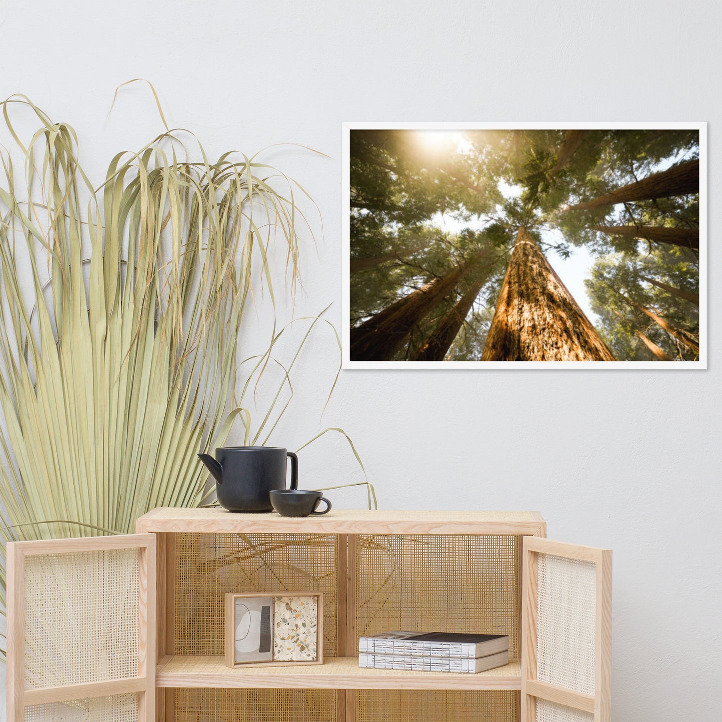 Looking Up Pine Trees Botanical Nature Photograph Framed Wall Art Print