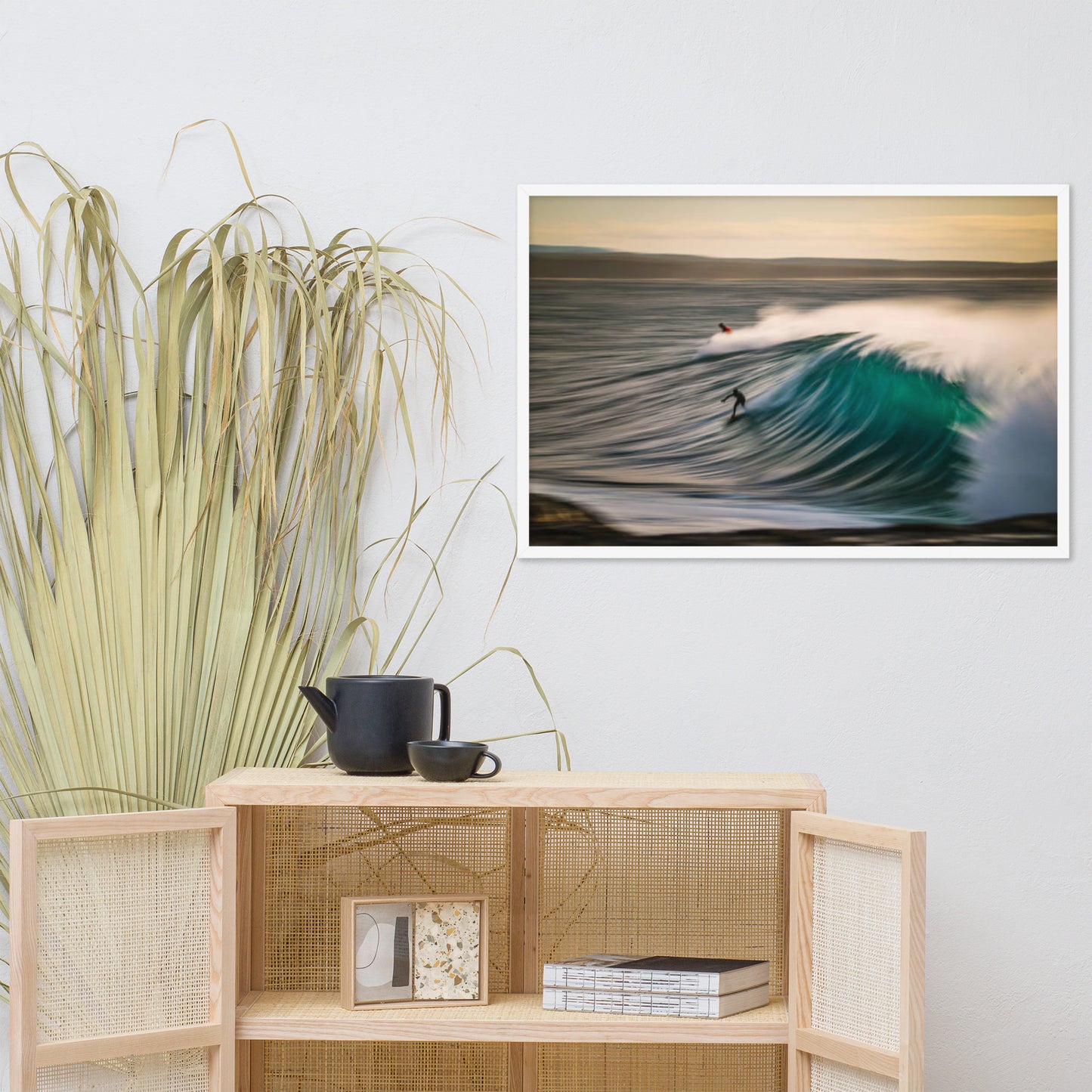 A Surfer's Dance with Light Coastal Lifestyle / Abstract / Landscape Photograph Framed Wall Art Print