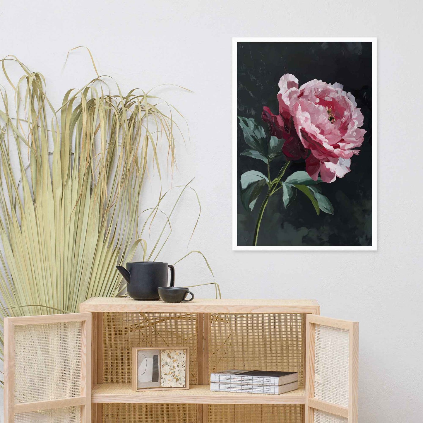 Peony Wall Art: A Soft Illumination Floral Nature Digital Artwork Framed Wall Art Print