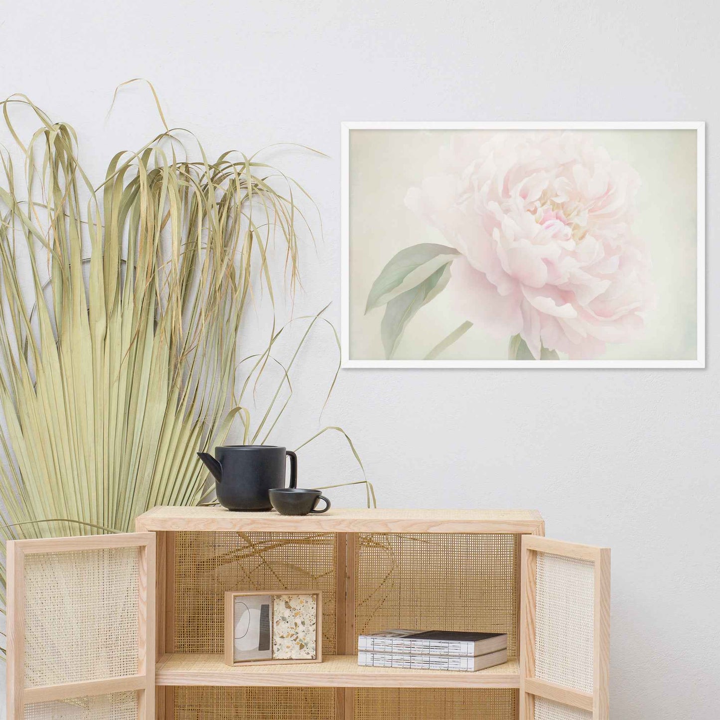 Hazy Bloom Floral Digital Artwork Peony Still Life Framed Wall Art Print