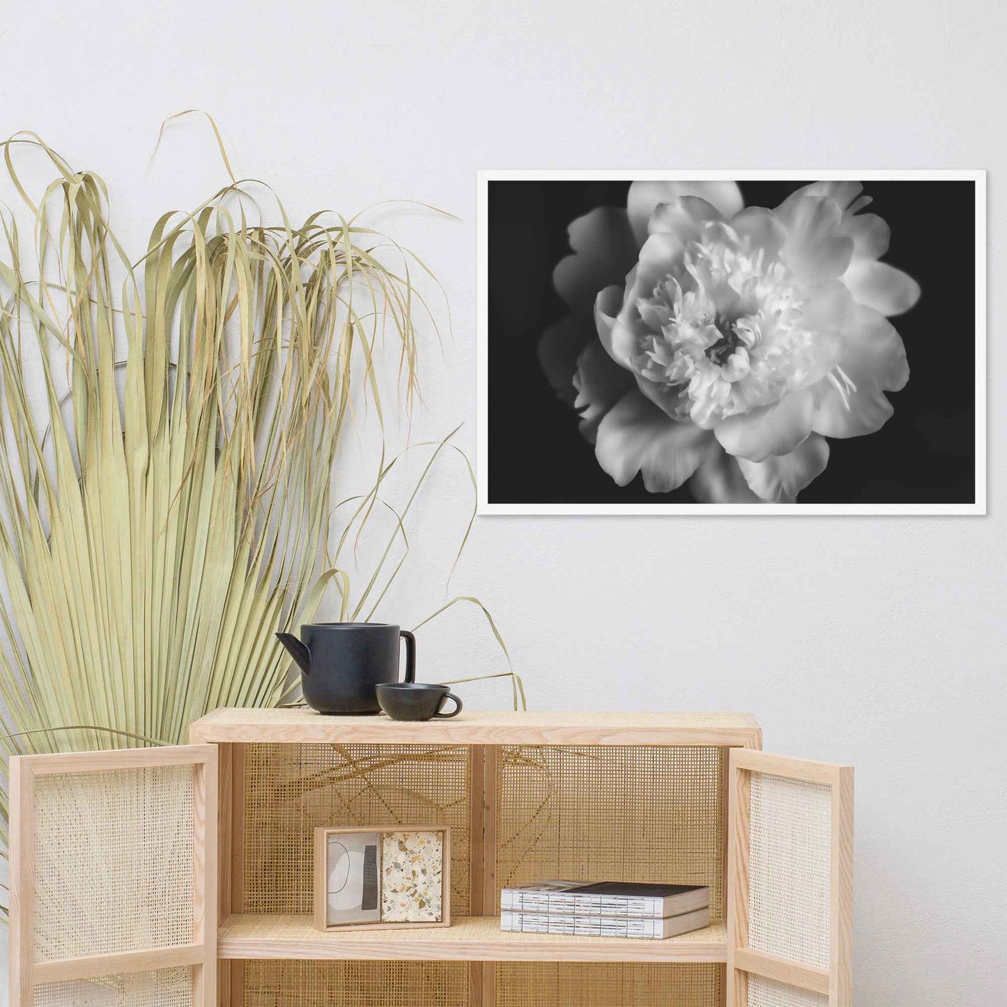Lingering Fragrance Floral Photorealistic Digital Artwork Peonies Print Framed Wall Art