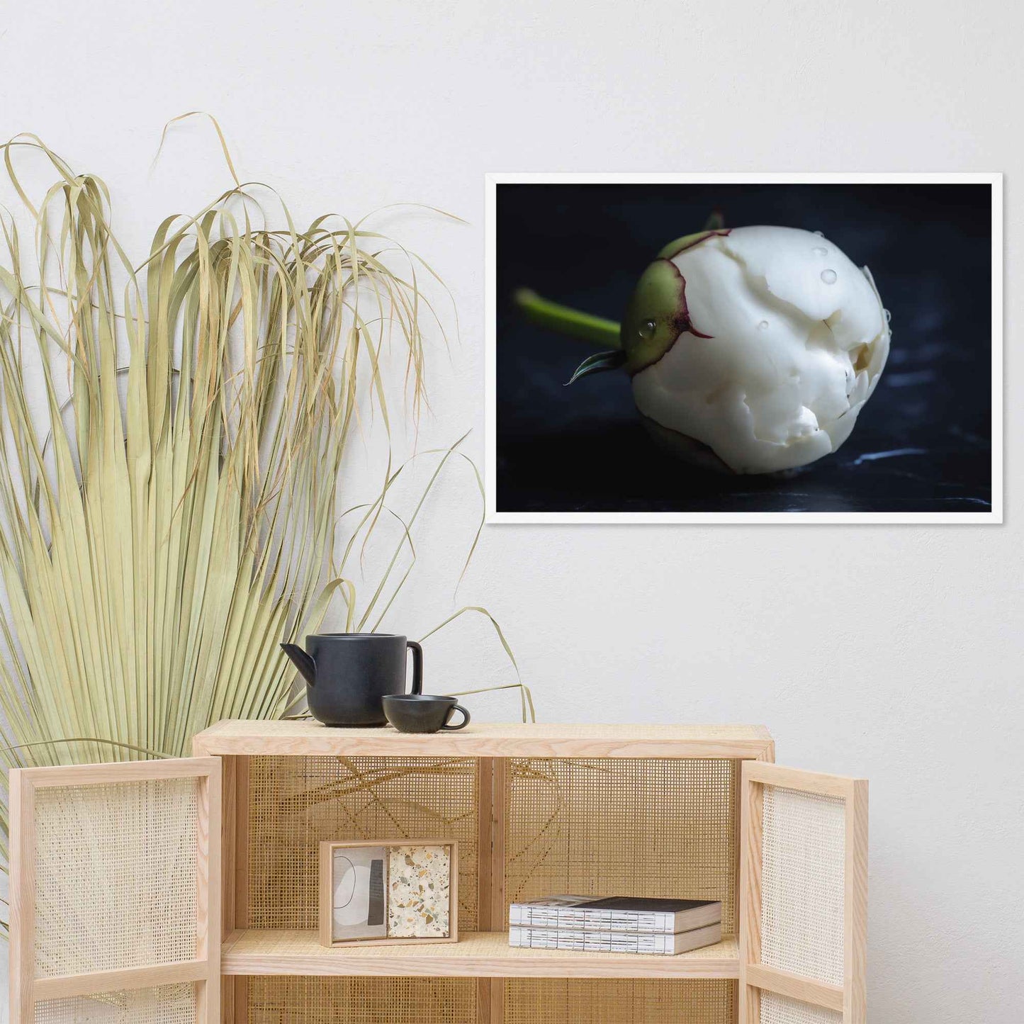 Stark Botanical Peony Bud Floral Photorealistic Digital Artwork Framed Wall Art Print