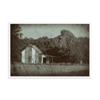 Patriotic Barn in Field Vintage Black and White Glass Plate Framed Photo Paper Wall Art Prints