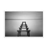 Soft Lake and Abandoned Pier Black and White Framed Wall Art Prints