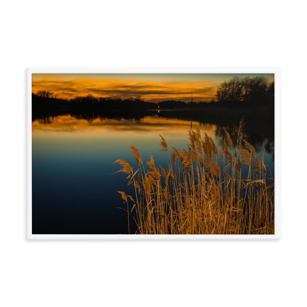 Sunset at Reedy Point Pond Landscape Framed Photo Paper Wall Art Prints