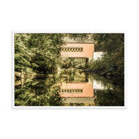 The Reflections of Wooddale Covered Bridge Aged Framed Photo Paper Wall Art Prints