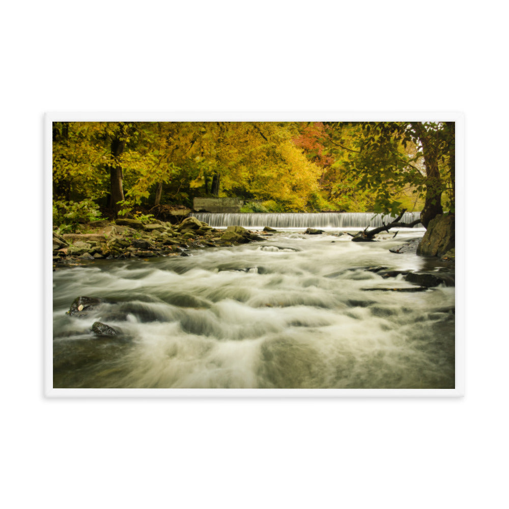 Waterfalls in the Autumn Foliage Landscape Framed Photo Paper Wall Art Prints