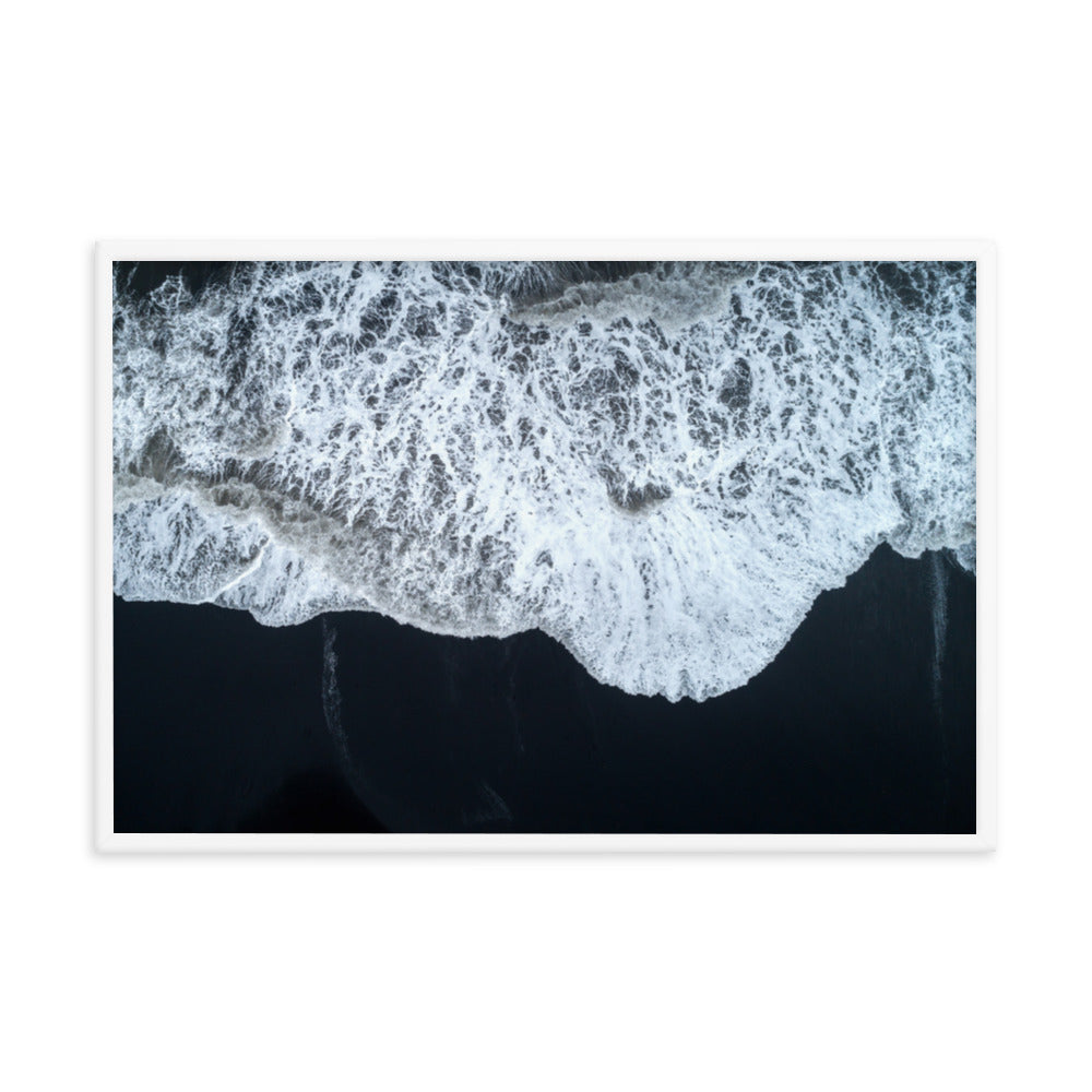 White Waters and Black Sand Coastal Landscape Framed Photo Paper Wall Art Prints