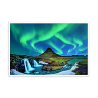 Winter Mountain Northern Lights Framed Wall Art Print