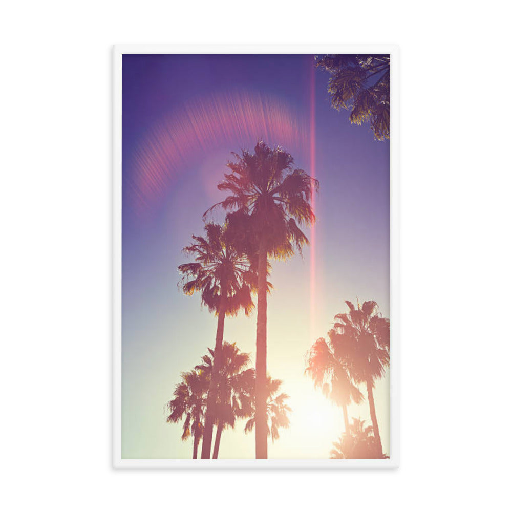 Retro Palm Trees Coastal Beach Botanical Nature Photograph Framed Wall Art Print