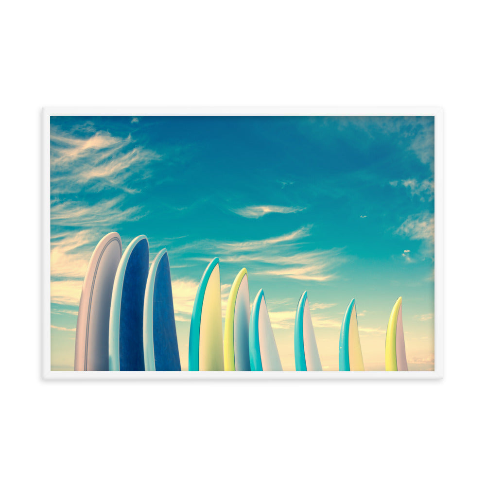 Retro Surfboards Lifestyle Photograph Framed Wall Art Print