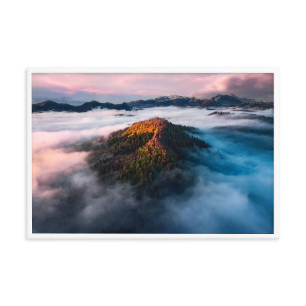 The Mystery of the Mist Rustic Landscape Photograph Framed Wall Art Print