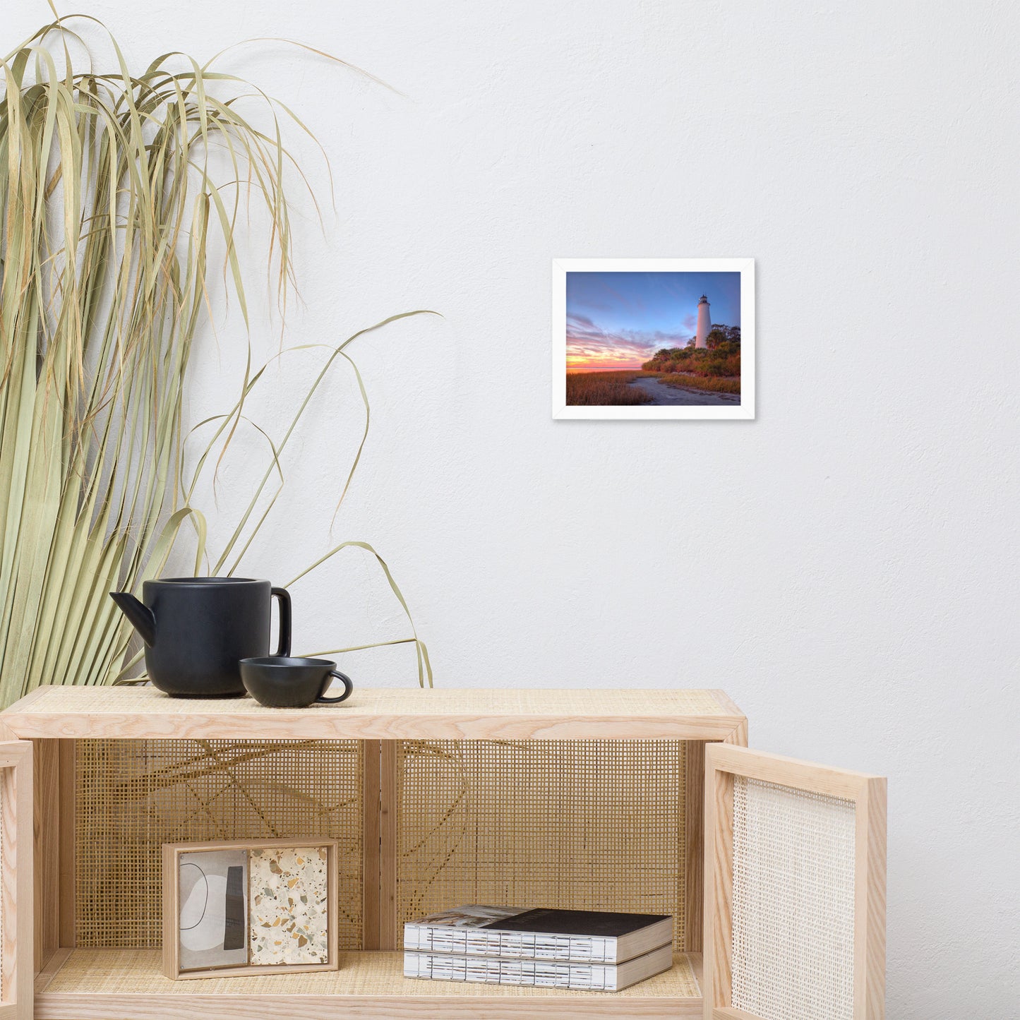 St. Marks Majesty A Beacon of Tranquility Lighthouse Architectural Coastal Beach Photograph Framed Wall Art print