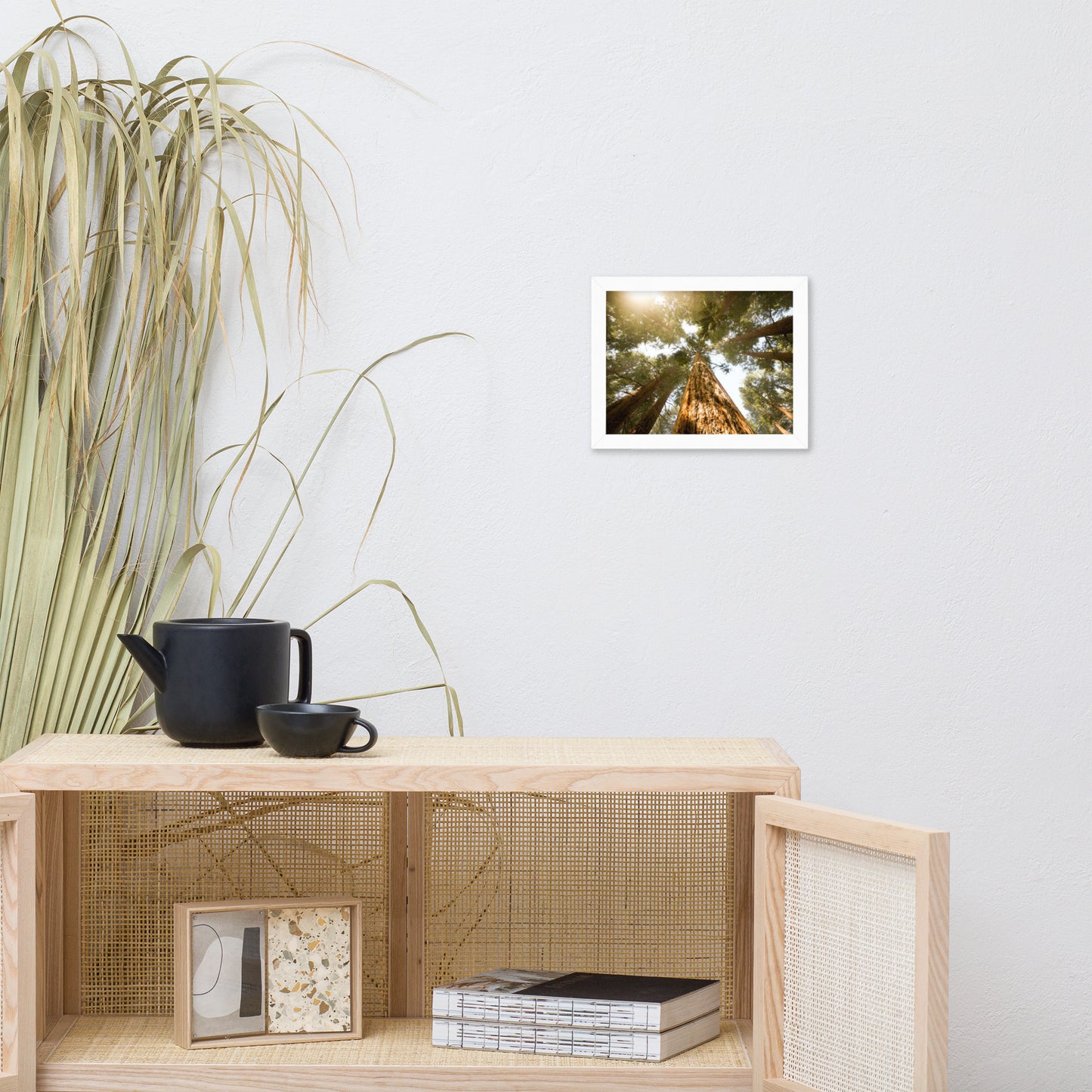 Looking Up Pine Trees Botanical Nature Photograph Framed Wall Art Print