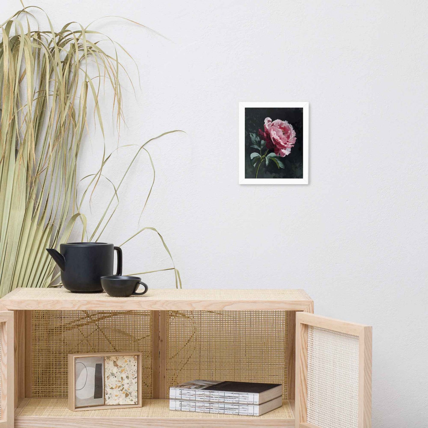 Peony Wall Art: A Soft Illumination Floral Nature Digital Artwork Framed Wall Art Print