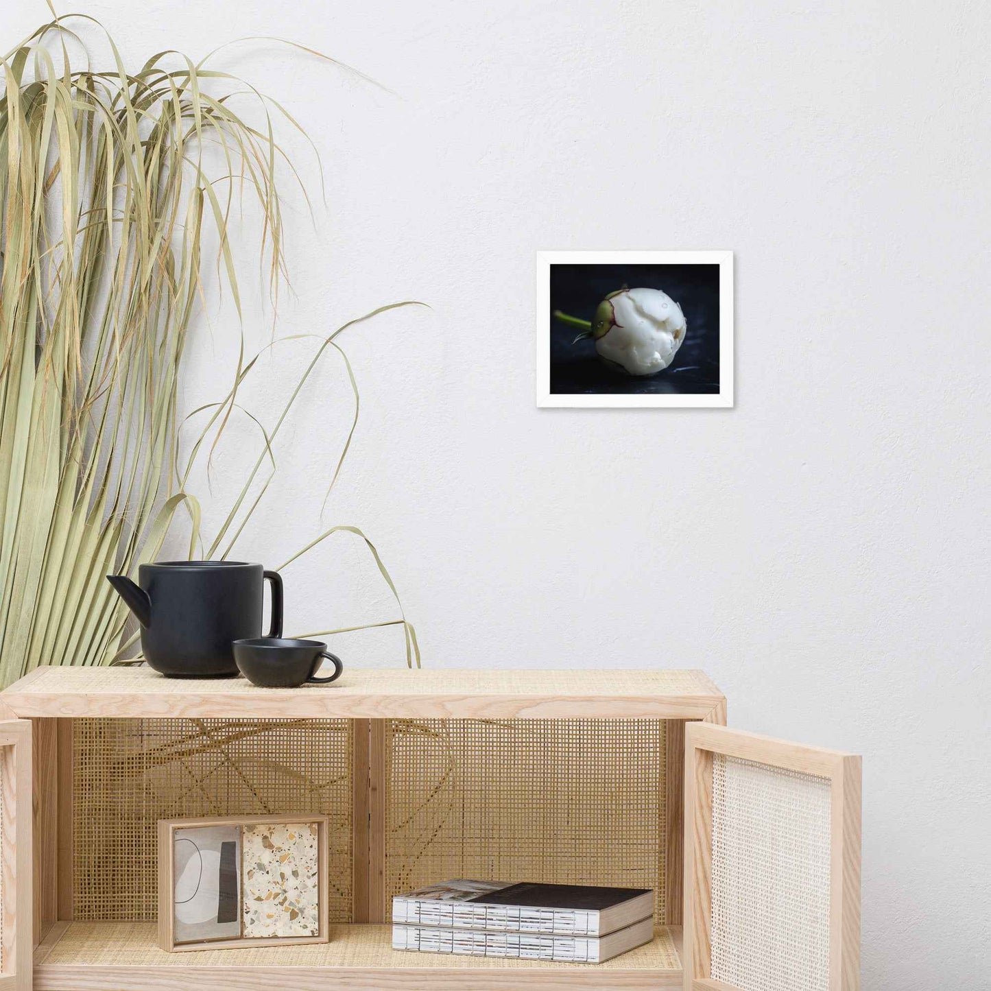 Stark Botanical Peony Bud Floral Photorealistic Digital Artwork Framed Wall Art Print