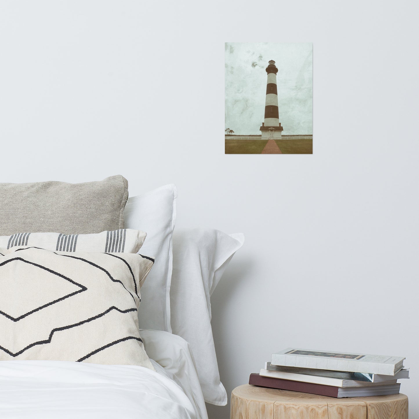 Aged Colorized Bodie Island Lighthouse Landscape Photo Loose Wall Art Print