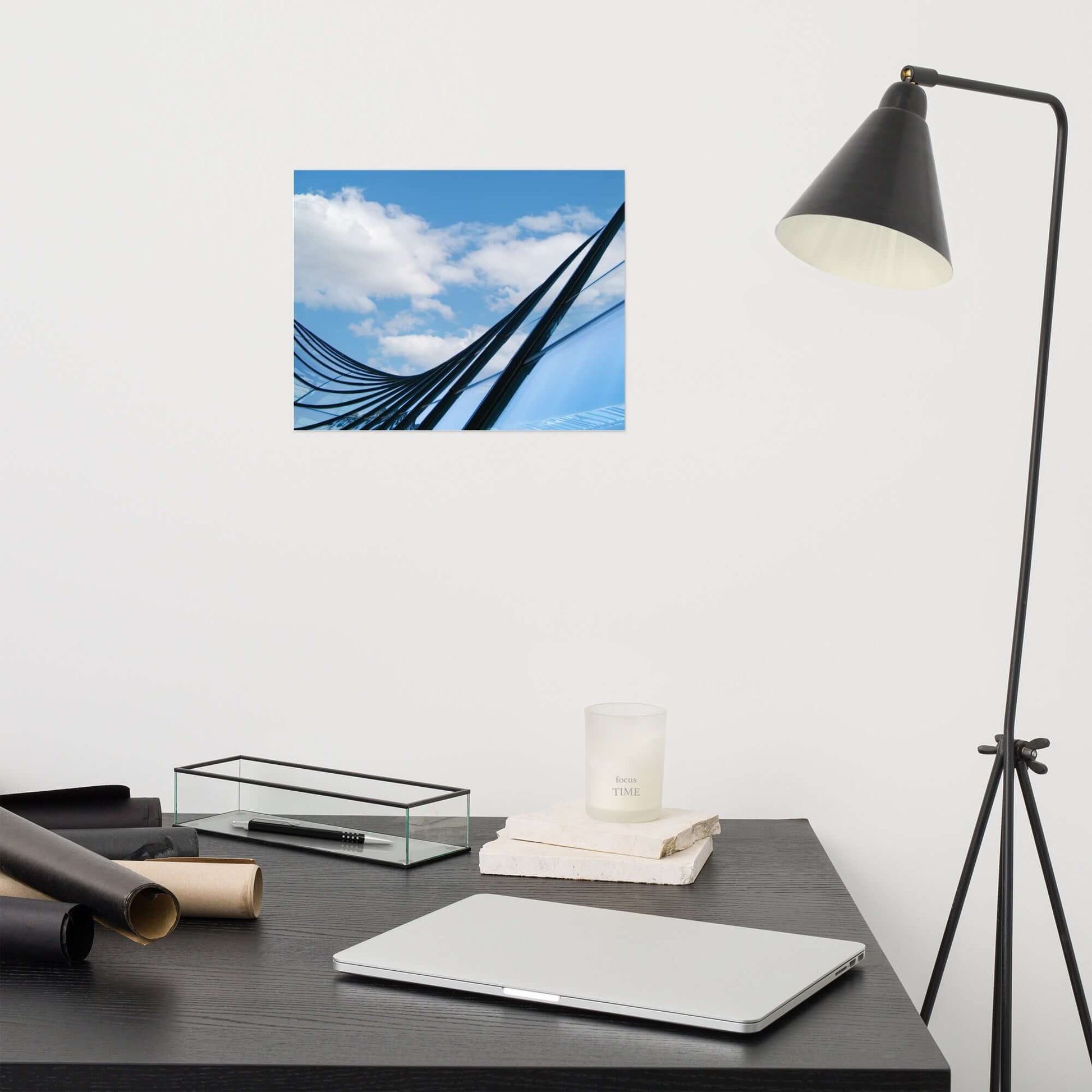 Architecture Photography Art: Glass and Azure Frameable Art Print