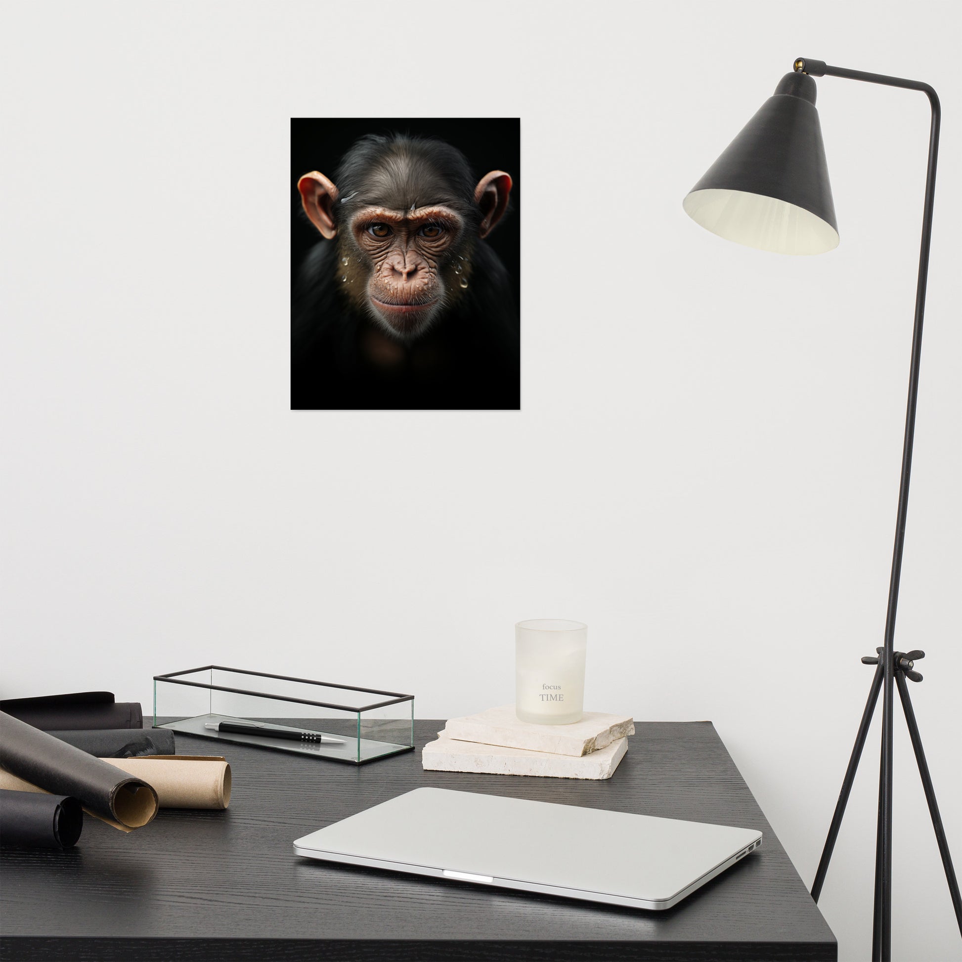 Art with Chimps: "A Monkey's Portrait" - Photorealism - Digital Artwork Loose Art Print