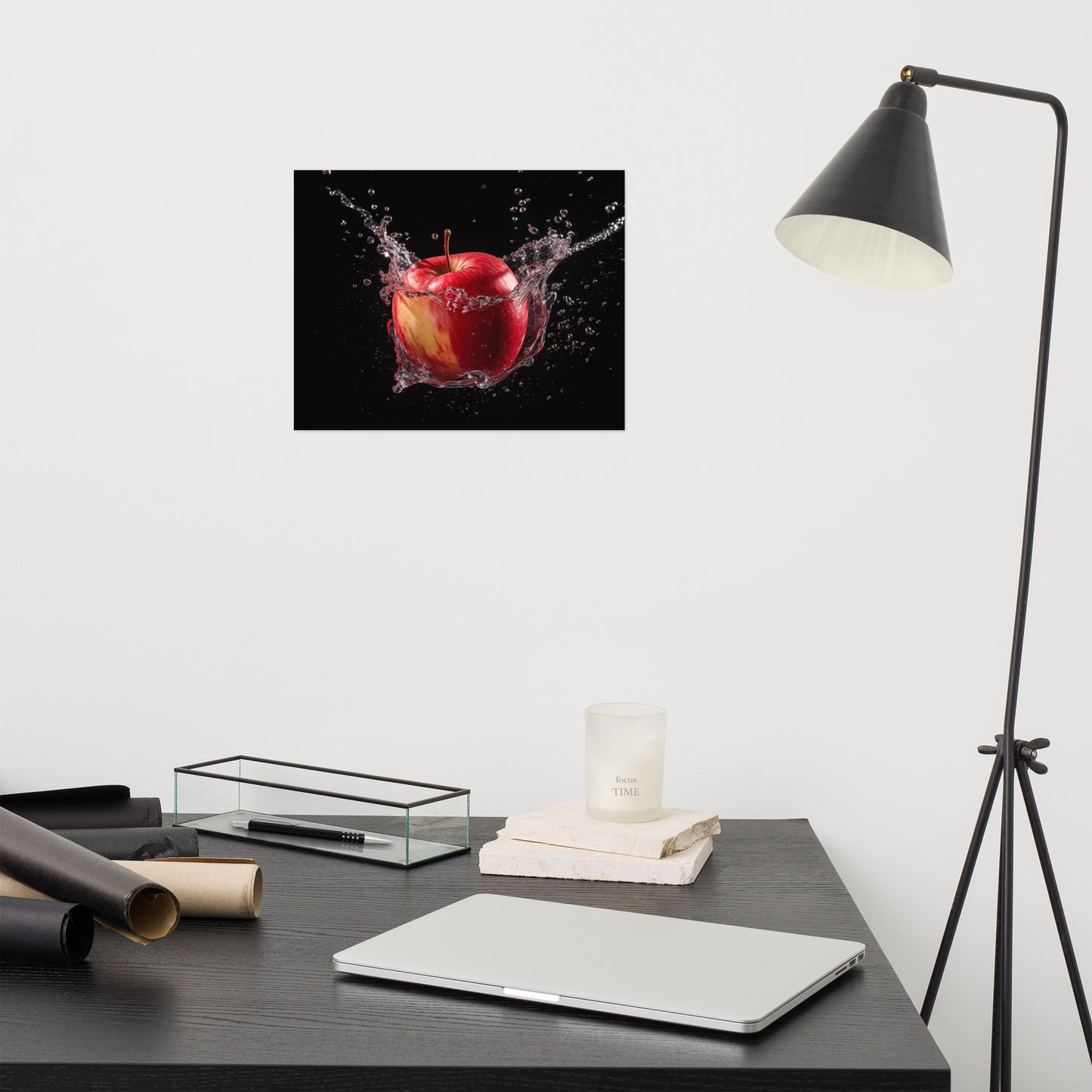 Apple Immersion - Apple in Water Photorealism - Digital Artwork Loose Print